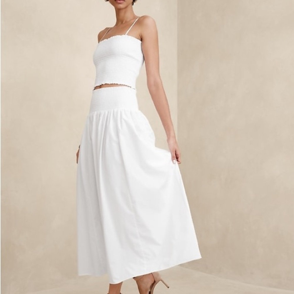 Banana Republic Poplin Smocked Waist Maxi Skirt